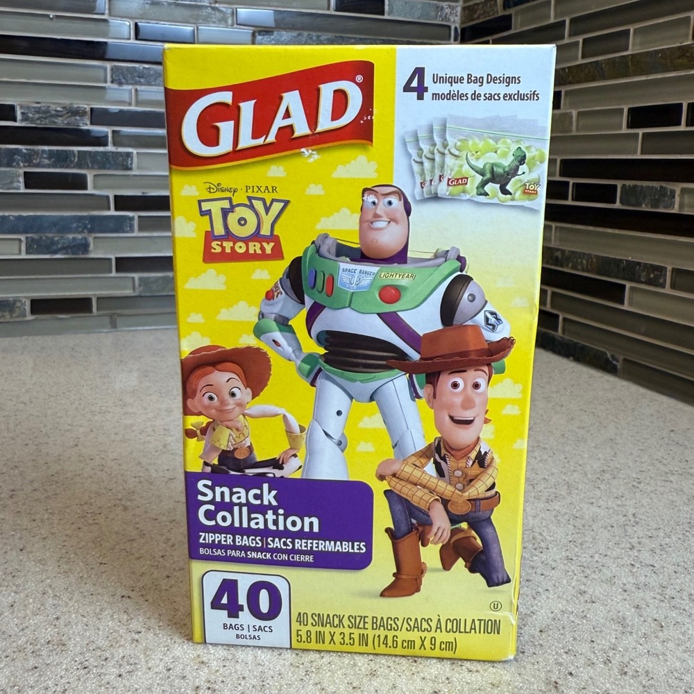 NEW Glad Disney Pixar Toy Story Snack Zipper Bags 40 Count Buzz Woody Jessie Rex